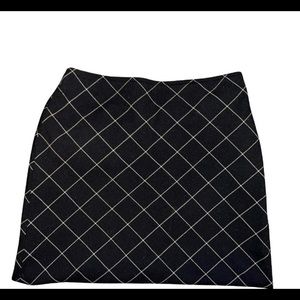 Black stripped high waisted midi skirt